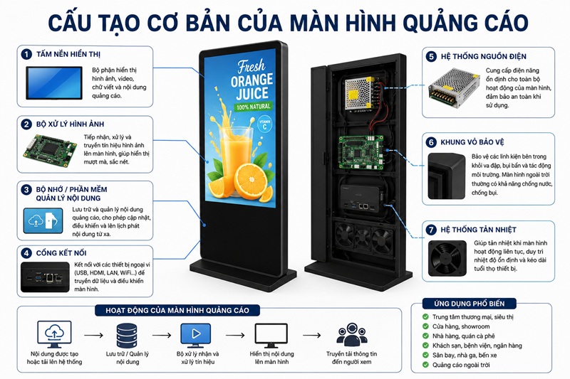 cấu tạo màn hình led quảng cáo